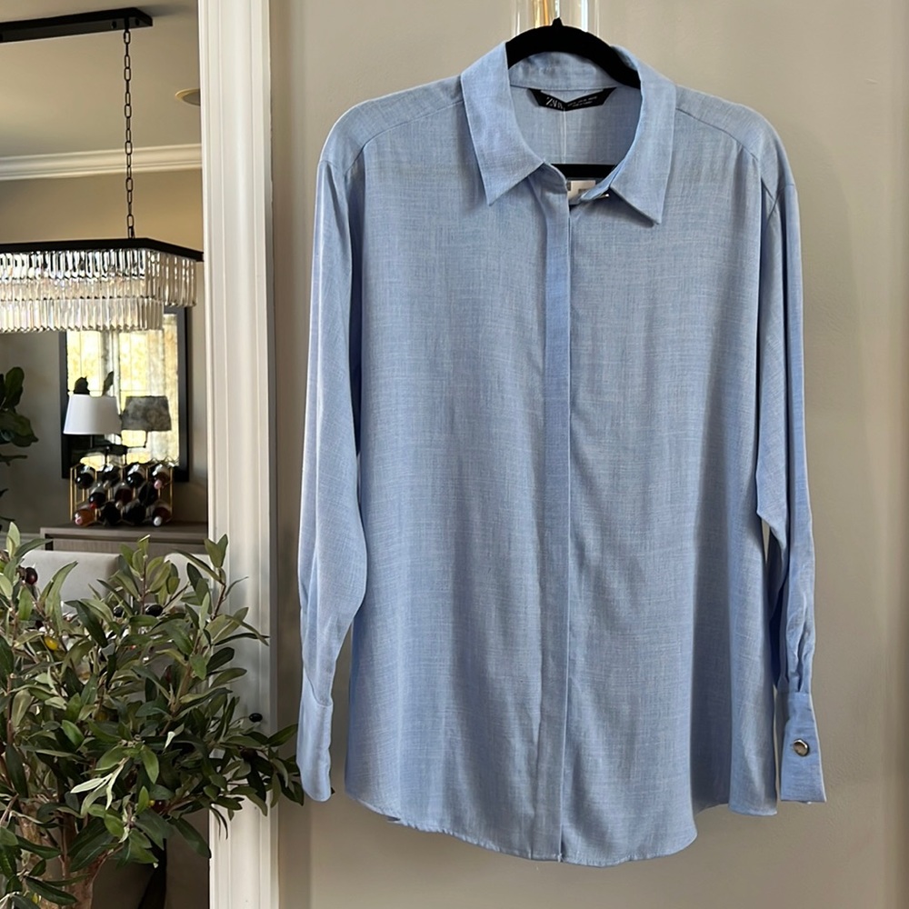 NWT Zara Long Sleeve Button Down Shirt